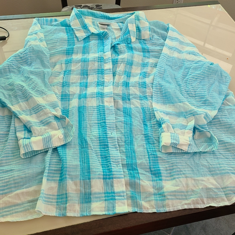 Catherine's light weight Plaid Shirt 5X